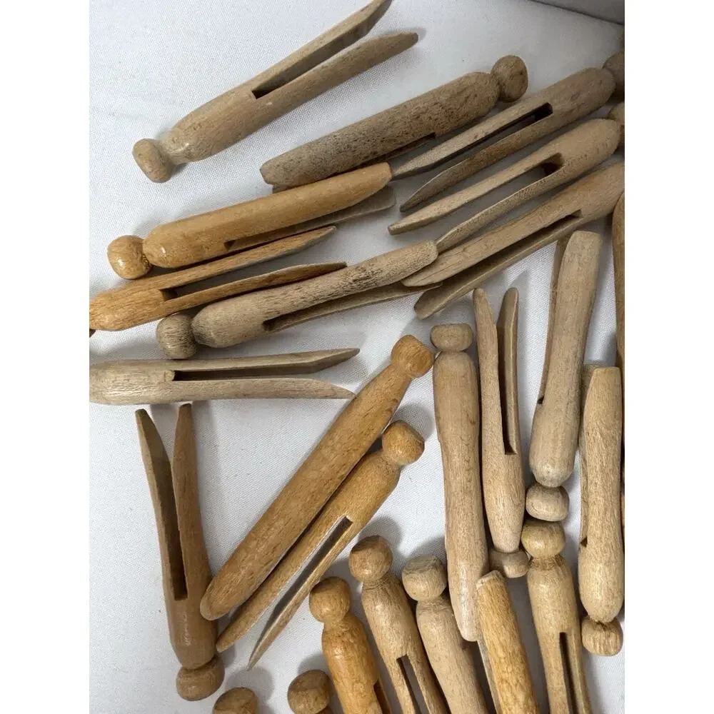 Vintage Wooden Clothespins Round Head Peg Style Bulk Lot Rustic Farmhouse Decor